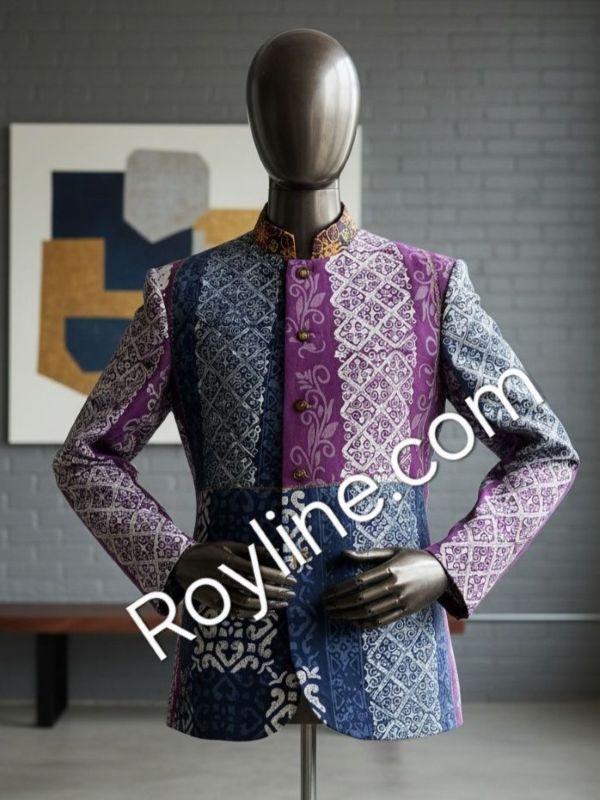 สูทคอจีนบาติกตัดต่อสลับสี