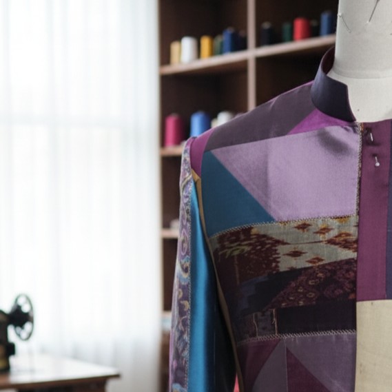 เสื้อสูทคอจีนผ้าพื้นเมือง